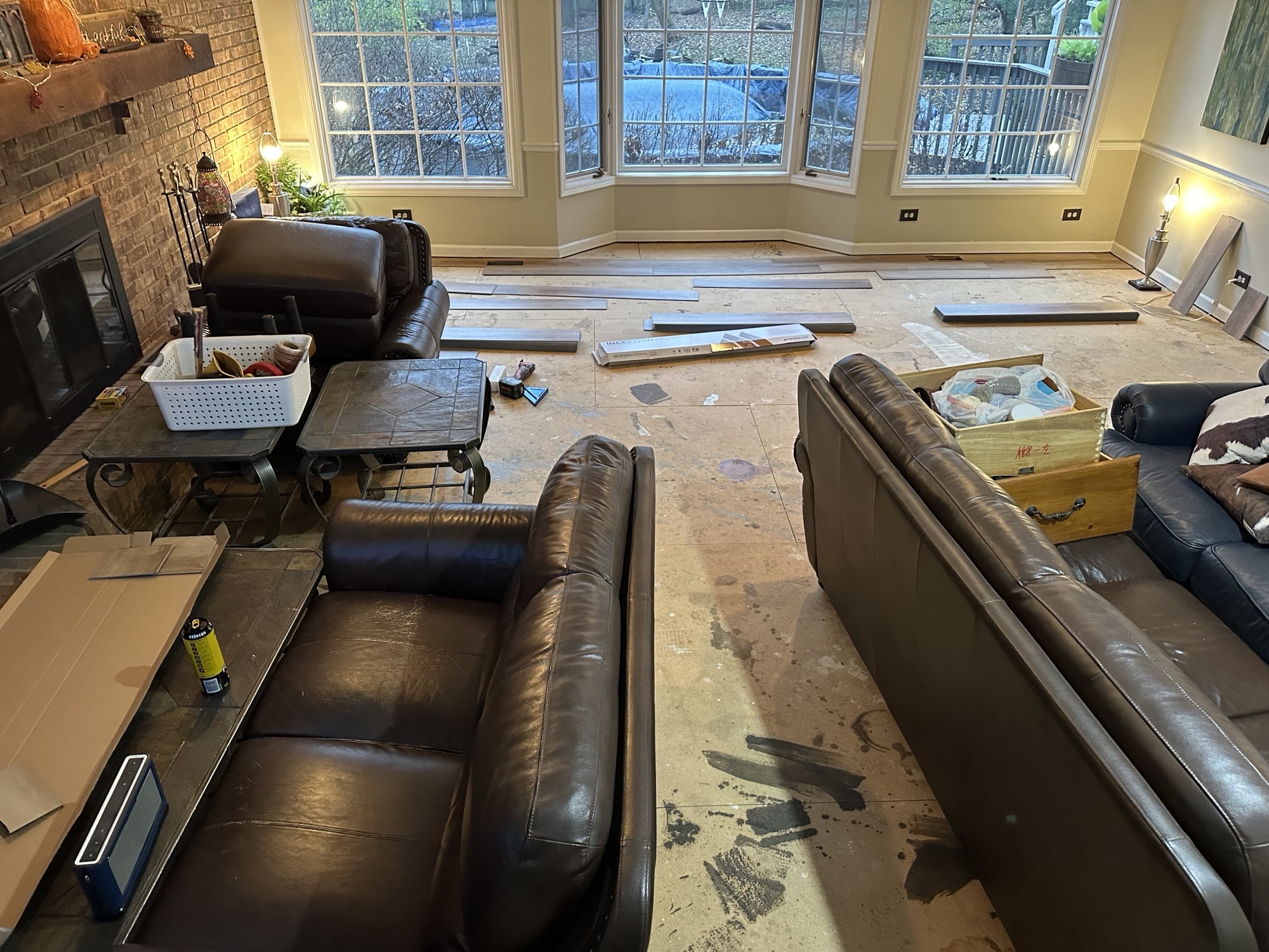 Before - mid-installation living room