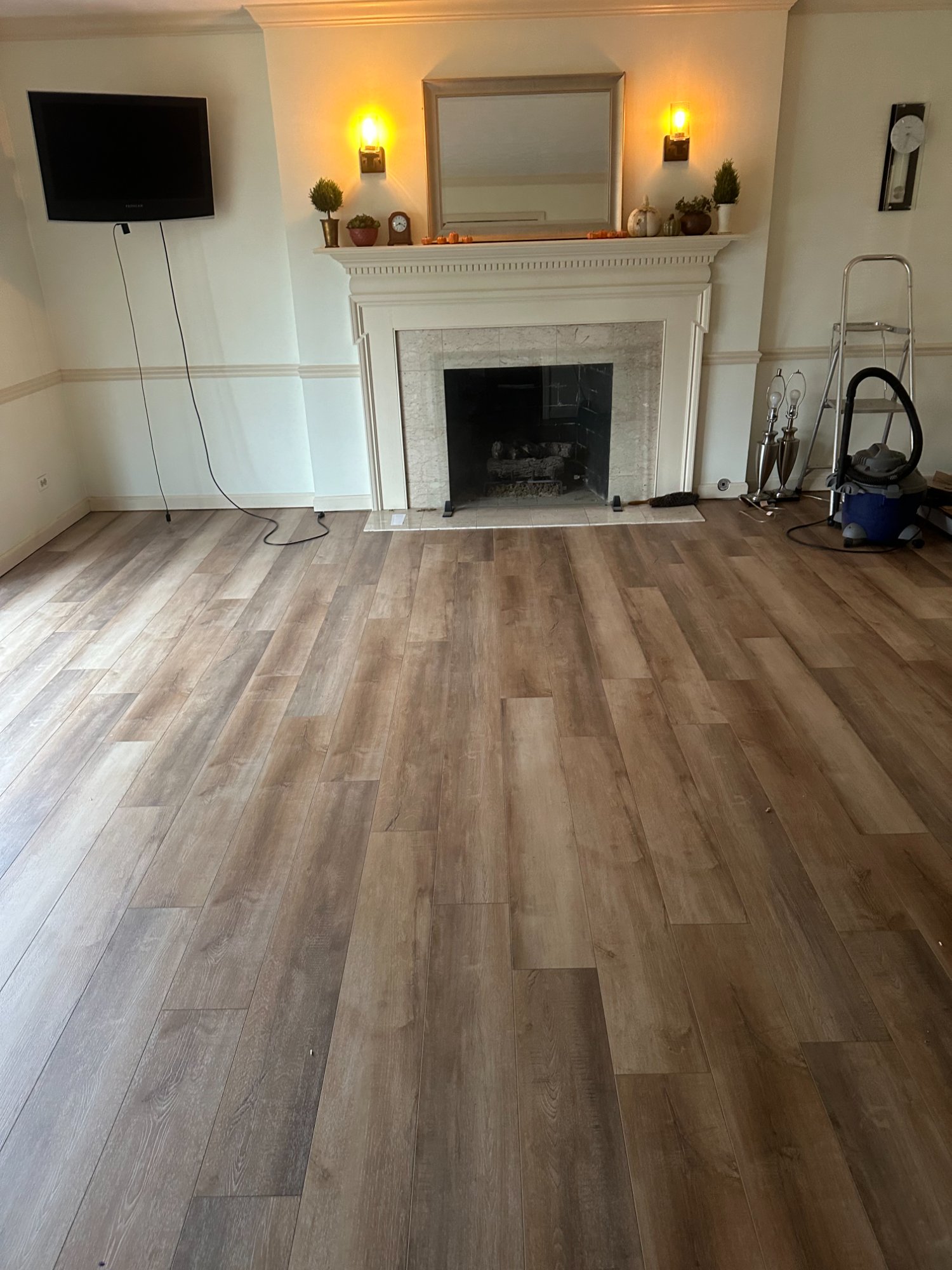 After - finished LVP with fireplace